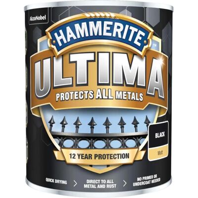 Hammerite Ultima Metal Paint Matt Black 750ml - Metal Paint Hammerite Ultima Metal Paint Matt Black 750ml - Metal Paint
