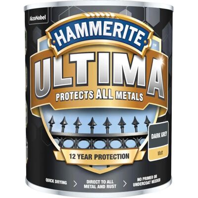 Hammerite Ultima Metal Paint Dark Grey 750ml - Paint Hammerite Ultima Metal Paint Dark Grey 750ml - Paint