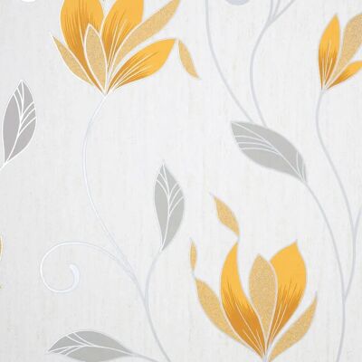 Fine Decor Synergy Floral Mustard Yellow Silver White Paste The Paper Wallpaper Fine Decor Synergy Floral Mustard Yellow Silver White Paste The Paper Wallpaper