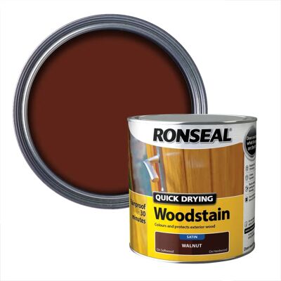 Ronseal Walnut Woodstain - Quick Dry Satin 2.5L - Exterior Protection Ronseal Walnut Woodstain - Quick Dry Satin 2.5L - Exterior Protection