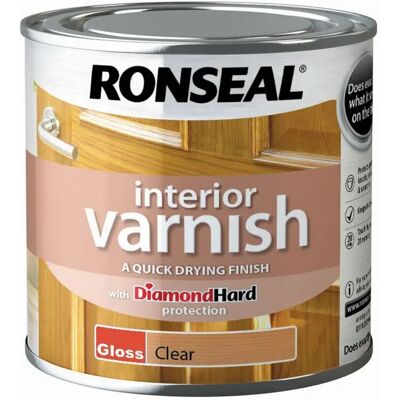 Ronseal RSLIVGCL250 Interior Varnish Quick Dry Gloss Clear - Interior Varnish Ronseal RSLIVGCL250 Interior Varnish Quick Dry Gloss Clear - Interior Varnish
