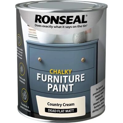Ronseal 750 ml Chalky Furniture Paint - Country Cream Ronseal 750 ml Chalky Furniture Paint - Country Cream