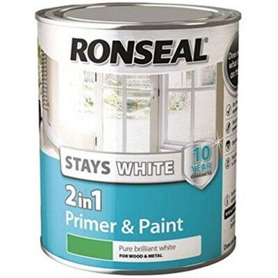 Ronseal White 2in1 Paint & Primer Matt 750ml - Paint & Primer Ronseal White 2in1 Paint & Primer Matt 750ml - Paint & Primer