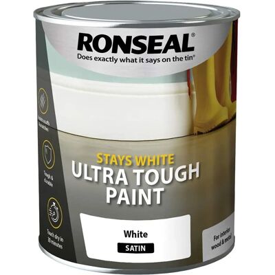Ronseal White Ultra Tough Satin Paint - Interior Product Ronseal White Ultra Tough Satin Paint - Interior Product