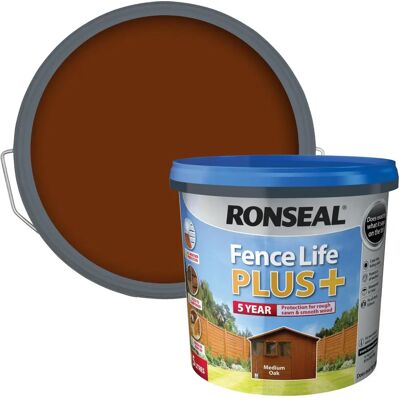 Ronseal RSLFLPPMO5L 5 Litre Fence Life Plus Paint - Medium Oak Ronseal RSLFLPPMO5L 5 Litre Fence Life Plus Paint - Medium Oak