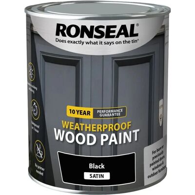 Ronseal Black Satin Weatherproof Wood Paint - 10 Year Ronseal Black Satin Weatherproof Wood Paint - 10 Year