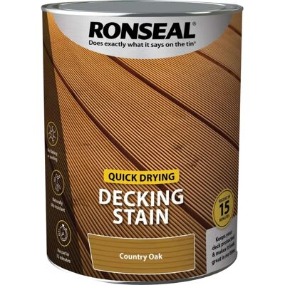 Ronseal Country Oak Decking Stain - Quick Drying 5L Ronseal Country Oak Decking Stain - Quick Drying 5L