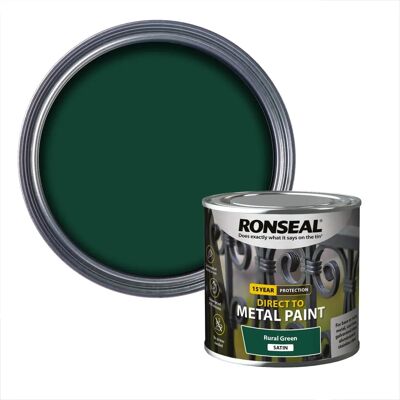 Ronseal Rural Green Satin Metal Paint 250ml - Paint & Primer Ronseal Rural Green Satin Metal Paint 250ml - Paint & Primer