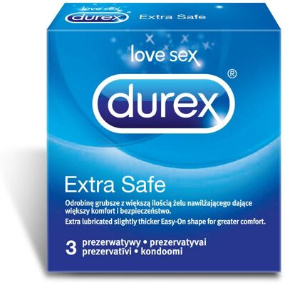 Durex Extra Safe Kondome - Dick, Befeuchtet - 3 Stück Durex Extra Safe Kondome - Dick, Befeuchtet - 3 Stück