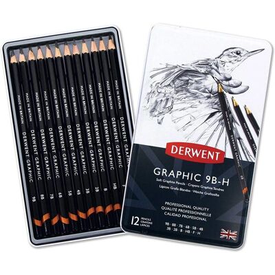 Derwent Graphic Soft Graphite Pencils - 12 Pack - Sketching & Detailing Derwent Graphic Soft Graphite Pencils - 12 Pack - Sketching & Detailing