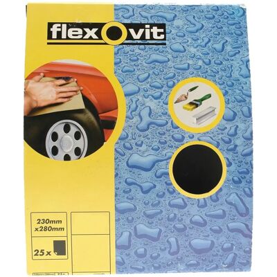 Flexovit Waterproof Sanding Sheets - 230 x 280mm - Pack of 25 Flexovit Waterproof Sanding Sheets - 230 x 280mm - Pack of 25
