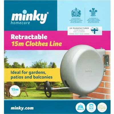 Minky Ausziehbare Wäscheleine - 15m für Garten Minky Ausziehbare Wäscheleine - 15m für Garten