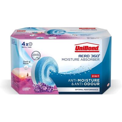 UniBond Aero 360 Moisture Absorber Lavender Garden Refills - 4 Tabs UniBond Aero 360 Moisture Absorber Lavender Garden Refills - 4 Tabs