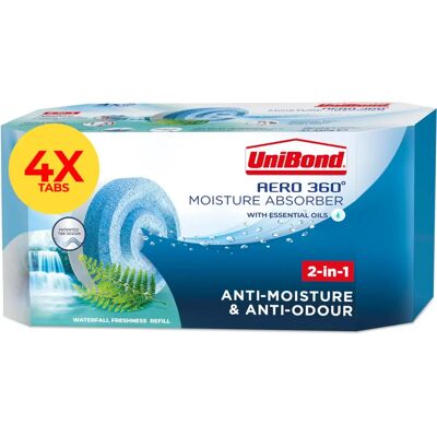 Unibond Aero 360 Moisture Absorber Waterfall Freshness Refill - Pack of 4 Unibond Aero 360 Moisture Absorber Waterfall Freshness Refill - Pack of 4