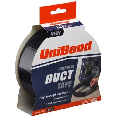 Unibond Bande de Conduite Noire 50mm x 50m - Duct Tape - Publicité Unibond Bande de Conduite Noire 50mm x 50m - Duct Tape - Publicité
