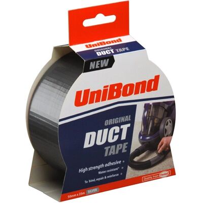 Uni-Com Original Duct Tape High Strength Adhesive - 50 mm x 25 m, Silver Uni-Com Original Duct Tape High Strength Adhesive - 50 mm x 25 m, Silver