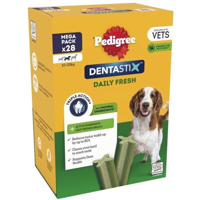 Pedigree Dentastix Fresh Tandhygieniska Tuggben - För Medelstora Hundar - Pack av 4 Pedigree Dentastix Fresh Tandhygieniska Tuggben - För Medelstora Hundar - Pack av 4