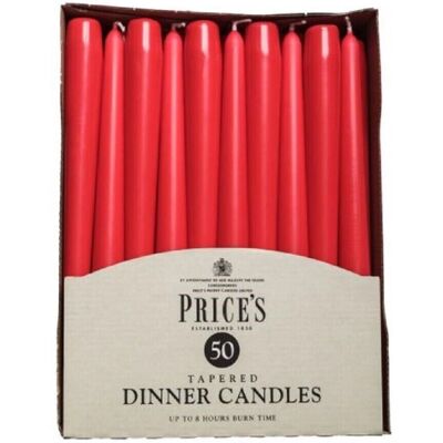 Price's Tapered Dinner Candle 50 Red - Candles Price's Tapered Dinner Candle 50 Red - Candles