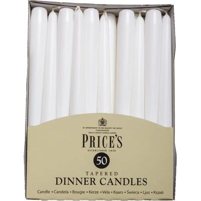 Price's White Tapered Dinner Candle - Candles Price's White Tapered Dinner Candle - Candles