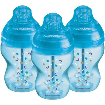Tommee Tippee Advanced Anti-Colic Baby Bottles - Blue - 260ml Tommee Tippee Advanced Anti-Colic Baby Bottles - Blue - 260ml