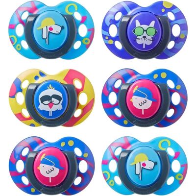 Tommee Tippee Fun 6x Pacifiers Blue 6-18 Months - Pacifiers Tommee Tippee Fun 6x Pacifiers Blue 6-18 Months - Pacifiers