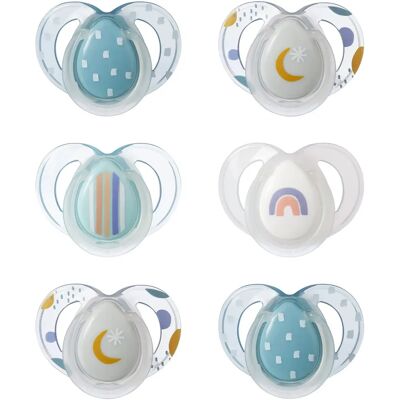 Chupetes de noche Tommee Tippee - Brillan en la oscuridad - 6-18 meses - Pack de 6 Chupetes de noche Tommee Tippee - Brillan en la oscuridad - 6-18 meses - Pack de 6