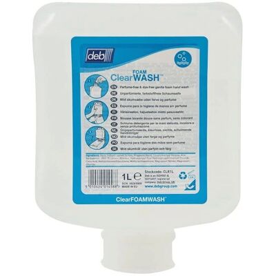 Deb Brand Clear Foam Hand Wash - 1L Cartridge (6 Pack) - Foam Hand Soap Deb Brand Clear Foam Hand Wash - 1L Cartridge (6 Pack) - Foam Hand Soap
