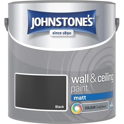 Johnstone's Black 2.5L Matt Wall Paint - Paint Johnstone's Black 2.5L Matt Wall Paint - Paint
