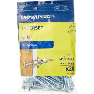 Rawlplug R-S1-SM05065/20 Interset Cavity Fixings & Screws M5 x 65 - Heavy Duty Rawlplug R-S1-SM05065/20 Interset Cavity Fixings & Screws M5 x 65 - Heavy Duty