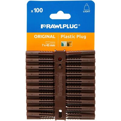 Rawlplug Brown Plastic Plugs Screw Size No.10-14 - Plastic Fixings Rawlplug Brown Plastic Plugs Screw Size No.10-14 - Plastic Fixings