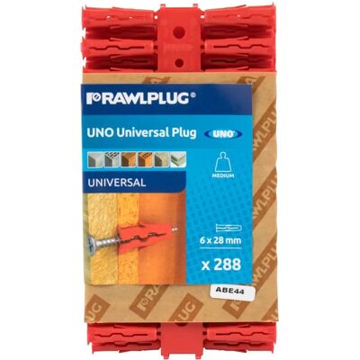 Rawlplug Red UNO Plugs 6 x 28mm - Wall Plug Rawlplug Red UNO Plugs 6 x 28mm - Wall Plug