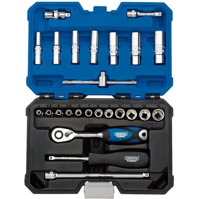 Draper 16443 Socket Set - 25-Piece, Chrome Vanadium Steel Draper 16443 Socket Set - 25-Piece, Chrome Vanadium Steel