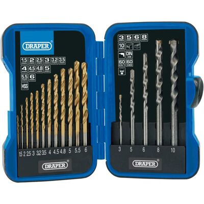 Draper Tools 18551 Bohrer-Set - 17-teiliges HSS- und Steinbohrer-Kombiset Draper Tools 18551 Bohrer-Set - 17-teiliges HSS- und Steinbohrer-Kombiset