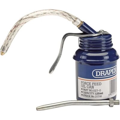 Draper 21716 125ml Force Feed Oil Can - Oil Can, 125ml, Steel, Flexible & Rigid Spouts Draper 21716 125ml Force Feed Oil Can - Oil Can, 125ml, Steel, Flexible & Rigid Spouts