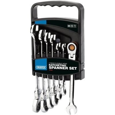 Draper Tools 25396 Clé à molette combinée - Ensemble de 7 pièces Hi-Torq à tête flexible - Publicité Draper Tools 25396 Clé à molette combinée - Ensemble de 7 pièces Hi-Torq à tête flexible - Publicité