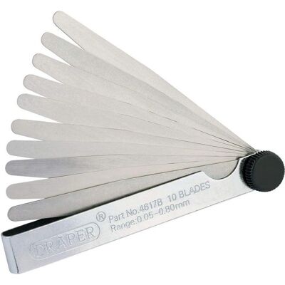 Draper 36169 10 Blade Metric Feeler Gauge Set - 0.05-0.80mm Draper 36169 10 Blade Metric Feeler Gauge Set - 0.05-0.80mm