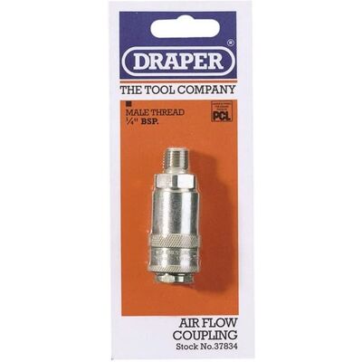 Draper 37834 Envasado 1/4 Macho Hilo PCL Acoplamiento de Flujo de Aire Draper 37834 Envasado 1/4 Macho Hilo PCL Acoplamiento de Flujo de Aire