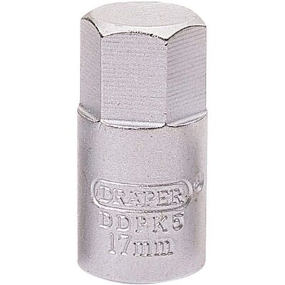 Draper 38323 17mm Hexagon - 3/8" Square Drive Drain Plug Key Draper 38323 17mm Hexagon - 3/8" Square Drive Drain Plug Key