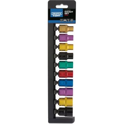 Set di 10 bussole metriche Draper Tools 50493 - Colorate Set di 10 bussole metriche Draper Tools 50493 - Colorate