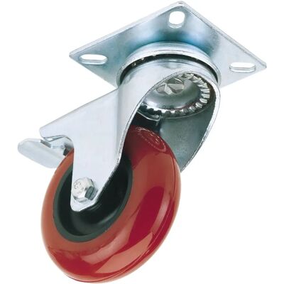 Draper 75mm Swivel Plate Fixing Polyurethane Wheel - Brake - 70kg Draper 75mm Swivel Plate Fixing Polyurethane Wheel - Brake - 70kg