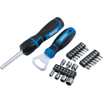 Draper Tools 70443 Juego de destornilladores de trinquete - 23 piezas, con mango giratorio y mecanismo rápido Draper Tools 70443 Juego de destornilladores de trinquete - 23 piezas, con mango giratorio y mecanismo rápido