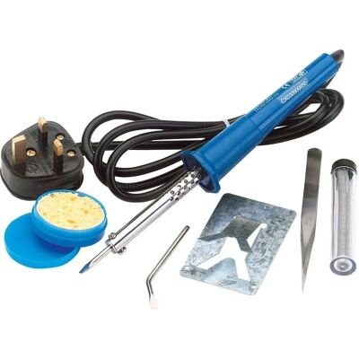 Draper 71415 230V 25W Soldering Kit - Soldering Iron, Stand, Sponge Draper 71415 230V 25W Soldering Kit - Soldering Iron, Stand, Sponge