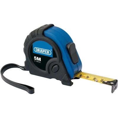Metro a nastro Draper Tools 82818 - 5M, Lama in nylon, Blocco, Cover giallo Metro a nastro Draper Tools 82818 - 5M, Lama in nylon, Blocco, Cover giallo