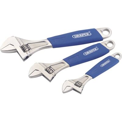 Draper 88598 Adjustable Wrench Set - 3 Piece Soft Grip Crescent-Type Draper 88598 Adjustable Wrench Set - 3 Piece Soft Grip Crescent-Type
