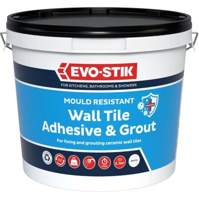 Evo-Stik Mould Resistant Wall Tile Adhesive & Grout - 2.5L Evo-Stik Mould Resistant Wall Tile Adhesive & Grout - 2.5L