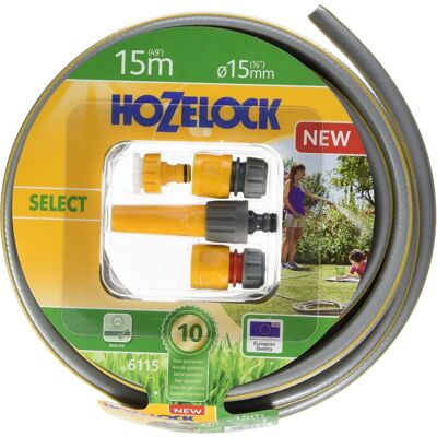 Manguera de jardín Hozelock gris y amarilla anti-UV 15m - Flexible y duradera Manguera de jardín Hozelock gris y amarilla anti-UV 15m - Flexible y duradera