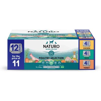 Naturo Adult Grain Free Trays - Variety Pack - 24 x 400g Naturo Adult Grain Free Trays - Variety Pack - 24 x 400g