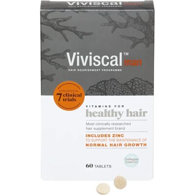 Viviscal Hair Supplement - Men, 60 Tablets, Marine Collagen, Zinc, Vitamins Viviscal Hair Supplement - Men, 60 Tablets, Marine Collagen, Zinc, Vitamins