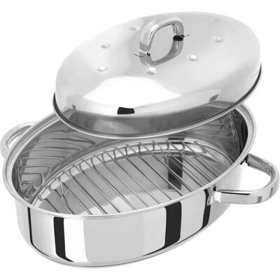 Judge TC182 Oval Roaster - Stainless Steel, Thermic Base, Induction Compatible Judge TC182 Oval Roaster - Stainless Steel, Thermic Base, Induction Compatible