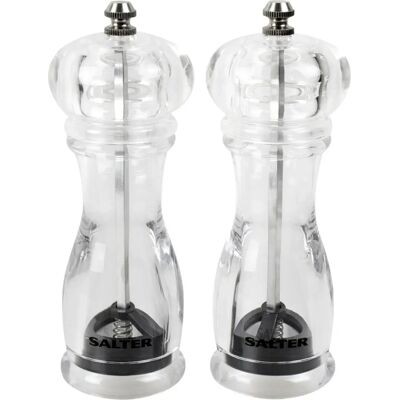 Salter 7606 CLXR Salz- und Pfeffermühlen-Set Twist- und Mahl, Diamant-Hartkeramik Schleifmechanismus, BPA-Frei, Leicht einstellbar, feines bis grobes Salter 7606 CLXR Salz- und Pfeffermühlen-Set Twist- und Mahl, Diamant-Hartkeramik Schleifmechanismus, BPA-Frei, Leicht einstellbar, feines bis grobes
